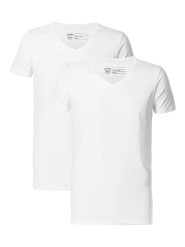 Petrol Industries 2-er Pack Basic-T-Shirt V-Ausschnitt in Weiß