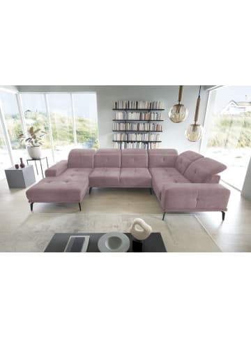 MF Design Nevido Recamiere Rechts in Staubige Rose -  (L) 201 x (B) 350 x (H) 77 cm