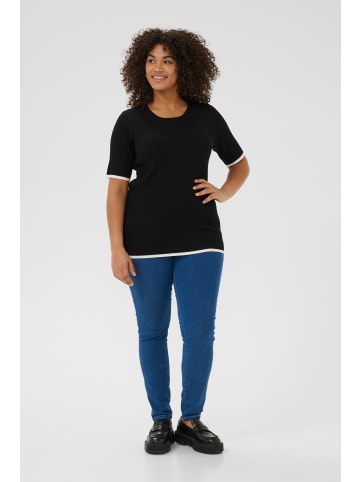 KAFFE curve Strickpullover KClizzy Regular fit in Black with Chalk contrast