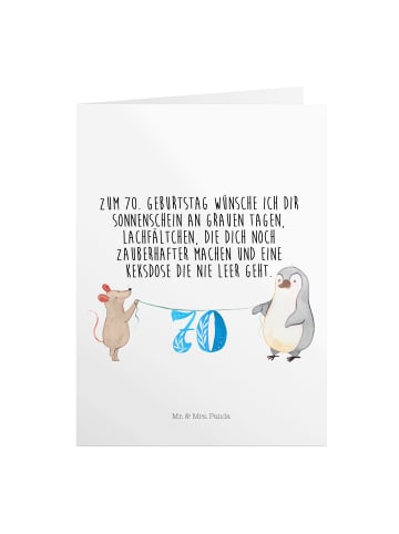 Mr. & Mrs. Panda Einladungskarte 70. Geburtstag Maus Pinguin mit... in Weiß