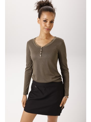 Aniston CASUAL Langarmshirt in braun-schwarz