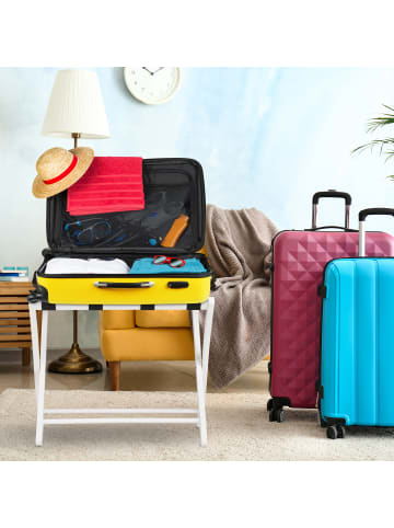 relaxdays Kofferständer Holz in Weiß - (B)66 x (H)54,5 x (T)44 cm