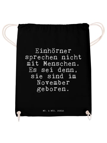 Mr. & Mrs. Panda Baumwoll Turnbeutel Einhörner sprechen nicht mi... in Schwarz