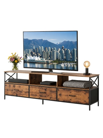 relaxdays TV Lowboard in Braun/ Schwarz - (B)170 x (H)50 x (T)40 cm