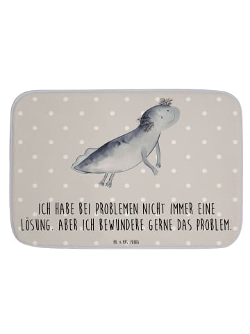 Mr. & Mrs. Panda Badematte Axolotl Schwimmen mit Spruch in Grau Pastell