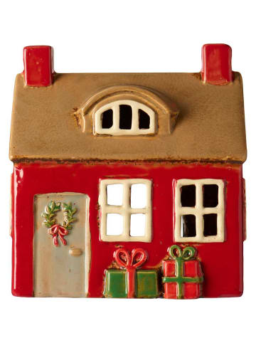 IB Laursen Lichthaus STILLENAT Rot mit Türkranz und Geschenke 14 cm