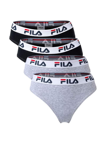 Fila Slip 4er Pack in Schwarz/Grau