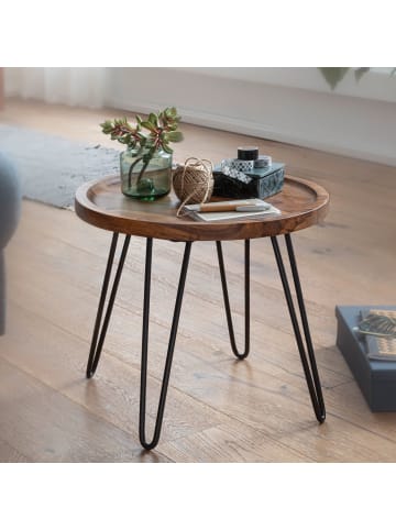 KADIMA DESIGN Couchtisch aus Sheeshamholz, modernes Design, Haarnadelbeine, stabil