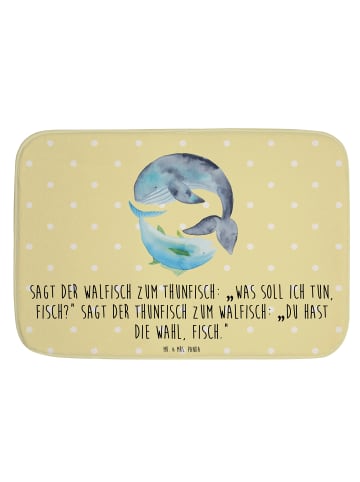 Mr. & Mrs. Panda Badematte Walfisch Thunfisch mit Spruch in Gelb Pastell