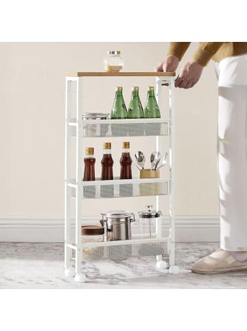 relaxdays Nischenwagen in Natur/ Weiß - (B)22 x (H)77 x (T)45 cm