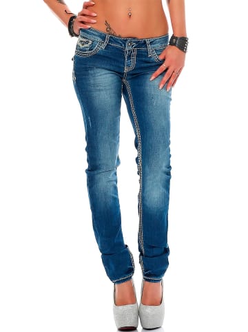Cipo & Baxx Damen Slim Fit Jeans Stonewashed in Blue