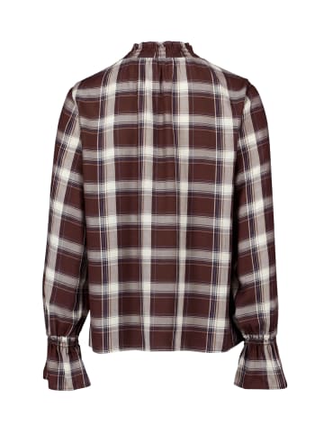 Zero  Karo-Bluse mit Stehkragen in Brown/Beige