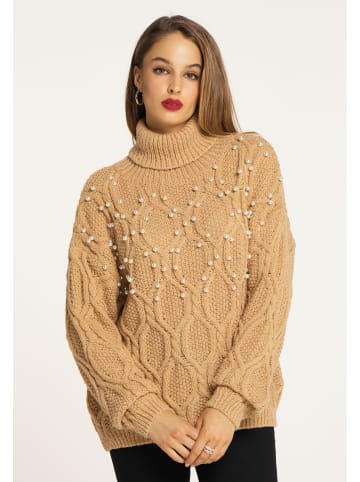 faina Damen Strickpullover in Kamel