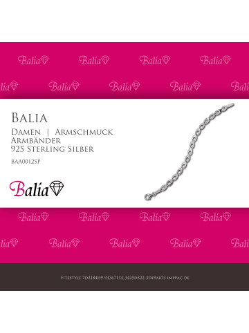 BALIA 925 Sterling Silber Damen Balia Silberarmbänder Oval Armband ca. 18,5cm