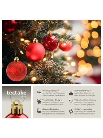 tectake Weihnachtsdeko 86-er Set, bruchsicher, Durchmesser 3, 4 und 6 cm