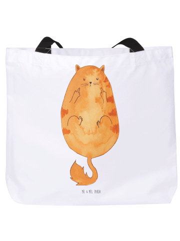 Mr. & Mrs. Panda Totebag Katze Mittelfinger ohne Spruch in Weiß