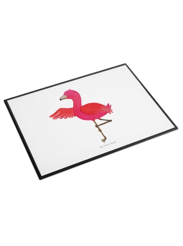 Mr. & Mrs. Panda Schreibunterlage Flamingo Yoga ohne Spruch in Weiß