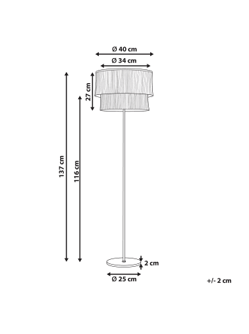 Beliani Stehleuchte PERISTERI in Braun/Gold - (W) 40 x (H) 137 x (L) 40 cm