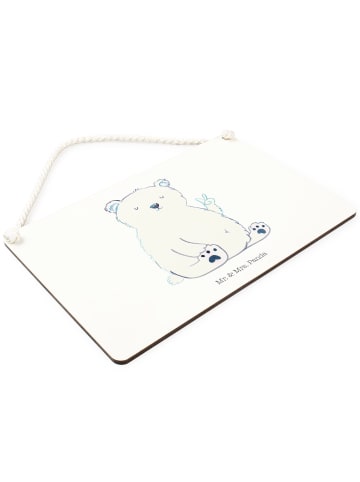 Mr. & Mrs. Panda Holzschild Eisbär Faul ohne Spruch in Weiß