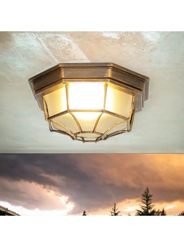 Licht-Erlebnisse Außen Deckenlampe (B)27 x (L)27 x (H)13 cm in Kupfer Antik