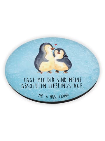 Mr. & Mrs. Panda Pinnwand Magnet Pinguin umarmen mit Spruch in Eisblau