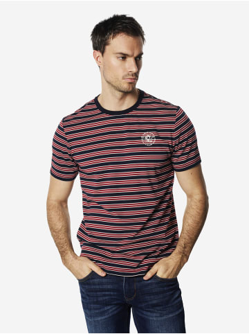 KOROSHI Crew baumwolle gestripte block t-shirt in rot