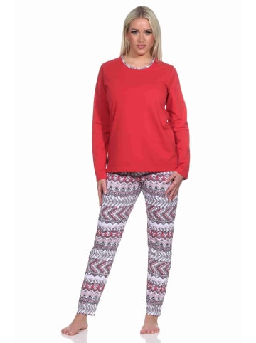 NORMANN langarm Schlafanzug PyjamaEthnolook - 77325 in rot