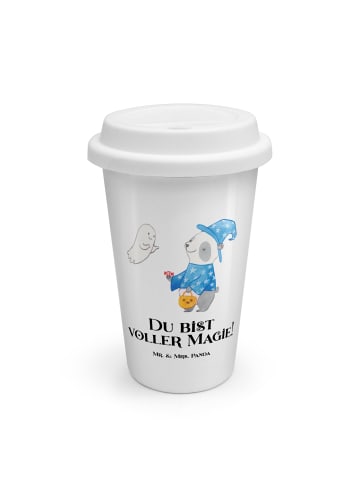 Mr. & Mrs. Panda Thermobecher Halloween Magie mit Spruch in Weiß