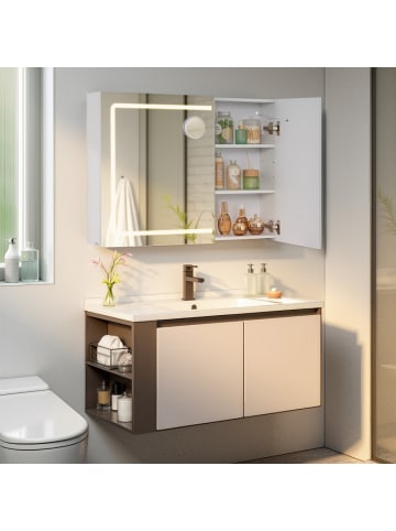 VASAGLE Badezimmerschrank Kailyn in Weiß - (B)16.5 x (H)60 x (T)80 cm