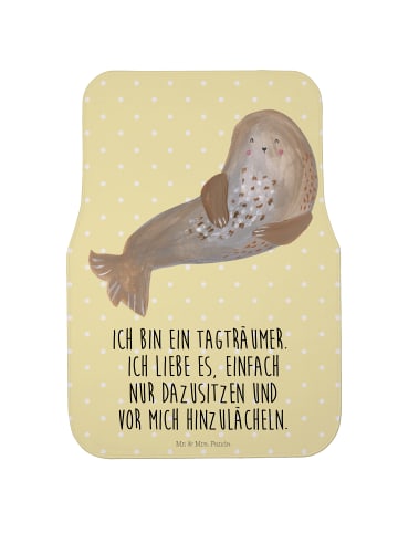 Mr. & Mrs. Panda Fußmatte Auto Robbe Lachen mit Spruch in Gelb Pastell