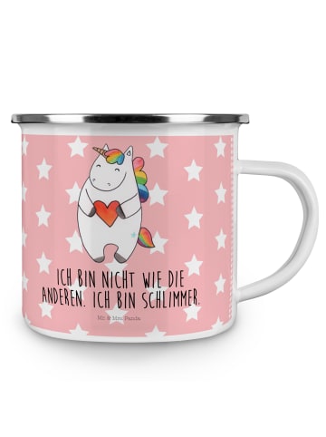 Mr. & Mrs. Panda Pott Einhorn Herz mit Spruch in Rot Pastell