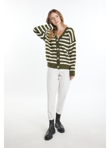 DreiMaster Damen Strickjacke in Wollweiss Oliv