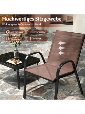 COSTWAY 4 tlg. Patio Metallstuhl Set in Braun