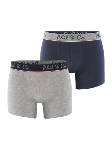 Phil & Co. Berlin  Retroshorts 2-Pack Jersey in navy grey