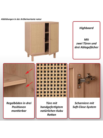 MCW Highboard M51, Walnuss-Optik