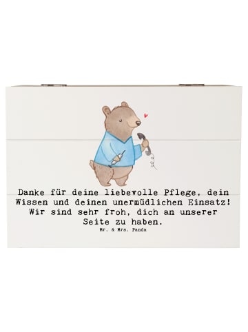 Mr. & Mrs. Panda Holzbox mit Deckel Spruch Dankbare Pflegekraft ... in Weiß
