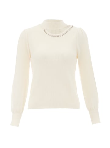 NAEMI Damen Strickpullover in Wollweiss
