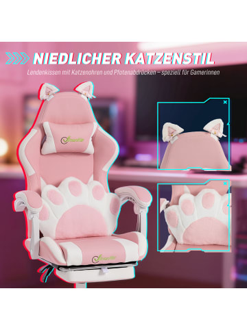 Vinsetto Gaming-Stuhl-63,5L x 53B x 118-128H cm-Rosa