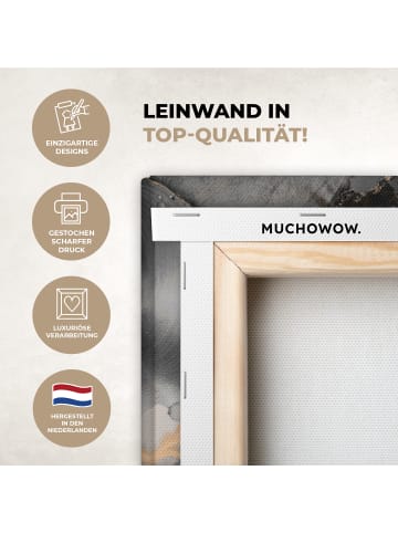 MuchoWow Leinwand bilder Abstrakte Kunst gold grau (BxH)