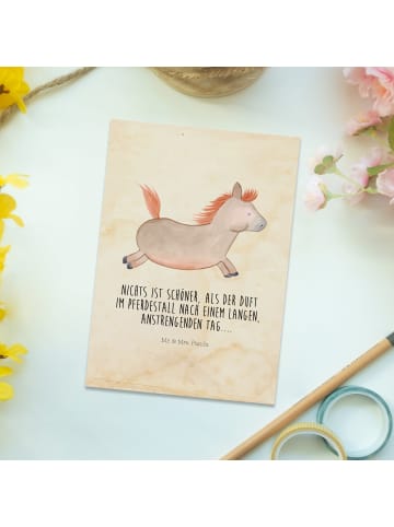 Mr. & Mrs. Panda Ansichtskarte Pferd Springen mit Spruch in Vintage