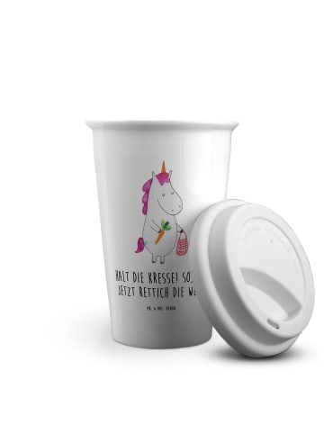 Mr. & Mrs. Panda To Go Becher Einhorn Gemüse mit Spruch in Weiß