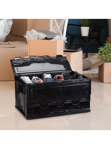 relaxdays Transportbox in Schwarz - (B)58,5 x (H)32,5 x (T)39,5 cm