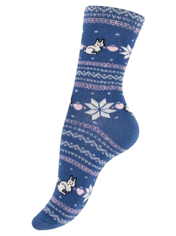 Vincent Creation® Bunte Fun Socken Farbenfrohe Freizeitsocken Damen & Herren in Häschenblau
