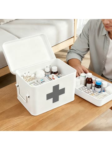 relaxdays Medizinbox in Weiß - (B)21 x (H)16 x (T)15,5 cm