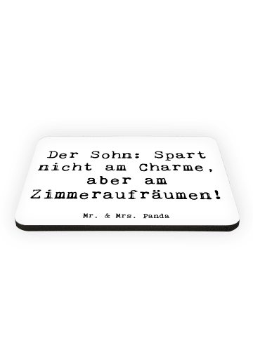 Mr. & Mrs. Panda Kühlschrankmagnet Spruch Sohn Charme mit Spruch in Weiß