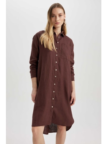 DeFacto Hemdblusenkleid SHIRT DRESS in Braun