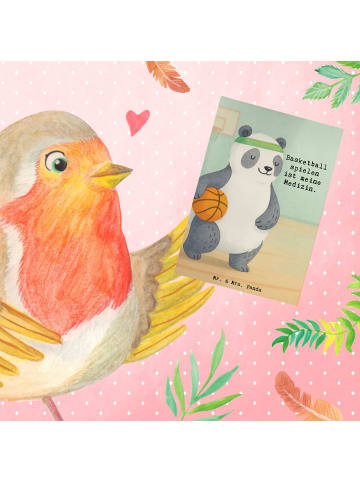 Mr. & Mrs. Panda babykarte Panda Basketball Design mit Spruch in Weiß