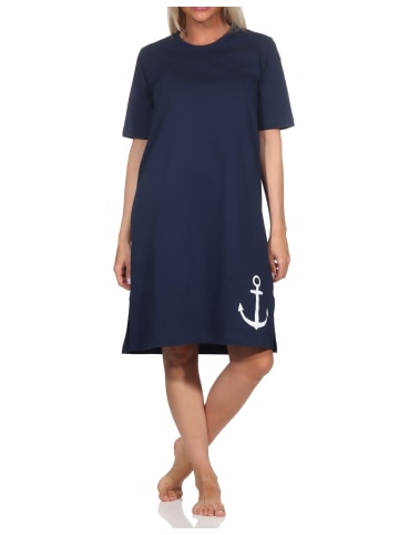 NORMANN Kurzarm Nachthemd Maritimer Look in marine