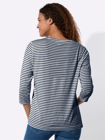 WITT WEIDEN 3/4-Arm-Shirt in dunkelblau-weiß-geringelt