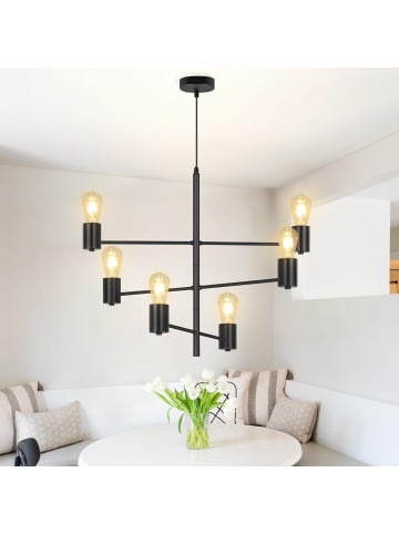 ZMH Pendelleuchte in Schwarz 6-flammige E27 Vintage Kronleuchter